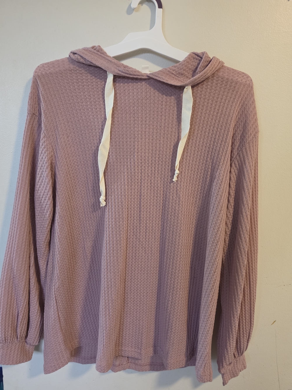 Women’s Waffle-Knit Hooded Pullover - Mauve Pink Made With Love, Lightweight